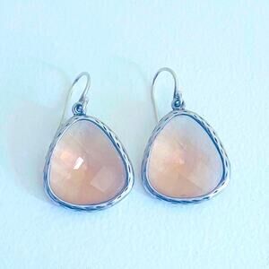 Silpada Earrings Sterling Silver ABLAZE Glass Drop Dangle W2775 Bezel Set Boho